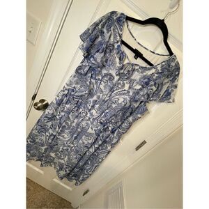 ALYX women’s 20W paisley blue flutter sleeve dress